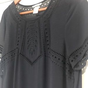 H&M Navy Embroidered T-Shirt Dress